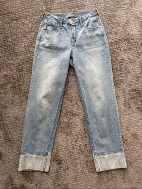 Wit & Wisdom Light Blue Straight Leg Jeans with Cuffed Hem